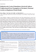Cover page: Multielectrode Cortical Stimulation Selectively Induces Unidirectional Wave Propagation of Excitatory Neuronal Activity in Biophysical Neural Model.