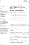 Cover page: Prevalence of SARS-CoV-2 infection and impact of the COVID-19 pandemic in avocado farmworkers from Mexico.