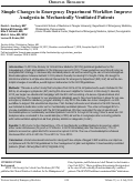 Cover page: Simple Changes to Emergency Department Workflow Improve Analgesia in Mechanically Ventilated Patients