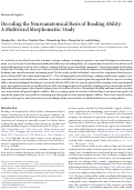 Cover page: Decoding the Neuroanatomical Basis of Reading Ability: A Multivoxel Morphometric Study