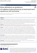 Cover page: Gene alterations as predictors of radiation-induced toxicity in head and neck squamous cell carcinoma