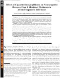 Cover page: Effects of Cigarette Smoking History on Neurocognitive Recovery Over 8 Months of Abstinence in Alcohol‐Dependent Individuals