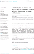 Cover page: Neuroimaging of human and non-human animal emotion and affect in the context of social relationships