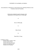 Cover page: Anticommunism as cultural praxis : South Vietnam, war, and refugee memories in the Vietnamese American community