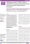 Cover page: Meeting report: the ALPHA project: a stakeholder meeting on lupus clinical trial outcome measures and the patient perspective.