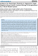 Cover page: Evidence for Phenotypic Plasticity in Aggressive Triple-Negative Breast Cancer: Human Biology Is Recapitulated by a Novel Model System