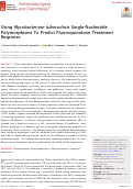 Cover page: Using Mycobacterium tuberculosis Single-Nucleotide Polymorphisms To Predict Fluoroquinolone Treatment Response