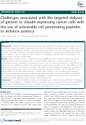 Cover page: Challenges associated with the targeted delivery of gelonin to claudin-expressing cancer cells with the use of activatable cell penetrating peptides to enhance potency