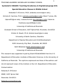 Cover page: Systematic CHAAOS: Teaching Vocabulary in English/Language Arts Special Education Classes in Middle School.