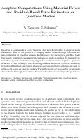 Cover page: Adaptive computations using material forces and residual-based error estimators on quadtree meshes