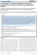 Cover page: An Apicoplast Localized Ubiquitylation System Is Required for the Import of Nuclear-encoded Plastid Proteins