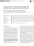 Cover page: Characteristics and Treatments of Large Cystic Brain Metastasis: Radiosurgery and Stereotactic Aspiration