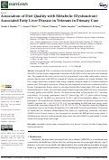 Cover page: Association of Diet Quality with Metabolic (Dysfunction) Associated Fatty Liver Disease in Veterans in Primary Care