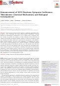 Cover page: Announcement of 2019 Keystone Symposia Conference: “Microbiome: Chemical Mechanisms and Biological Consequences”