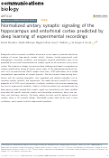 Cover page: Normalized unitary synaptic signaling of the hippocampus and entorhinal cortex predicted by deep learning of experimental recordings