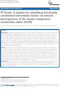 Cover page: TF-Cluster: A Pipeline For Identifying Functionally Coordinated Transcription Factors Via Network Decomposition of the Shared Coexpression Connectivity Matrix (SCCM)