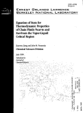 Cover page: Equation of state for thermodynamic properties of chain fluids near-to and far-from the vapor-liquid critical region