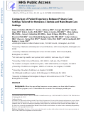 Cover page: Comparison of Patient Experience Between Primary Care Settings Tailored for Homeless Clientele and Mainstream Care Settings.