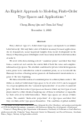 Cover page: An Explicit Approach to Modeling Finite-Order Type Spaces and Applications