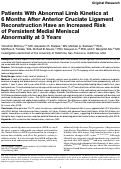 Cover page: Patients With Abnormal Limb Kinetics at 6 Months After Anterior Cruciate Ligament Reconstruction Have an Increased Risk of Persistent Medial Meniscal Abnormality at 3 Years