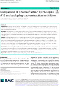 Cover page: Comparison of photorefraction by Plusoptix A12 and cycloplegic autorefraction in children.