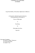 Cover page: Long-Term Stability of Personality: Implications for Behavior