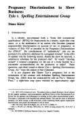 Cover page: Pregnancy Discrimination in Show Business: <em>Tylo v. Spelling Entertainment Group</em>