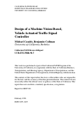 Cover page: Design Of A Machine Vision-based, Vehicle Actuated Traffic Signal Controller