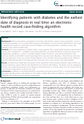 Cover page: Identifying patients with diabetes and the earliest date of diagnosis in real time: An electronic health record case-finding algorithm