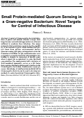 Cover page: Small protein-mediated quorum sensing in a gram-negative bacterium: novel targets for control of infectious disease.