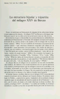 Cover page: La estructura bipolar y tripartita del milagro XXV de Berceo