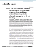 Cover page: E. coli allantoinase is activated by the downstream metabolic enzyme, glycerate kinase, and stabilizes the putative allantoin transporter by direct binding