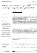 Cover page: Profound vision loss impairs psychological well-being in young and middle-aged individuals