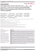 Cover page: Neurodegenerative disease biomarkers Aβ1–40, Aβ1–42, tau, and p‐tau181 in the vervet monkey cerebrospinal fluid: Relation to normal aging, genetic influences, and cerebral amyloid angiopathy