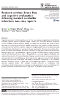 Cover page: Reduced cerebral blood flow and cognitive dysfunction following isolated cerebellar infarction: two case reports