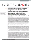 Cover page: Comparative genomics provides insights into the lifestyle and reveals functional heterogeneity of dark septate endophytic fungi