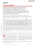 Cover page: Cardiovascular Management of Patients Undergoing Hematopoietic Stem Cell Transplantation: From Pretransplantation to Survivorship: A Scientific Statement From the American Heart Association