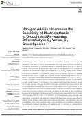 Cover page: Nitrogen Addition Increases the Sensitivity of Photosynthesis to Drought and Re-watering Differentially in C3 Versus C4 Grass Species