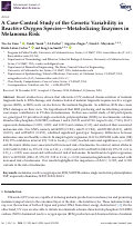 Cover page: A Case-Control Study of the Genetic Variability in Reactive Oxygen Species—Metabolizing Enzymes in Melanoma Risk