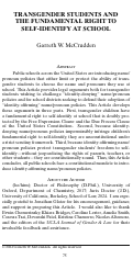 Cover page: Transgender Students and the Fundamental Right to Self-Identify at Scholl