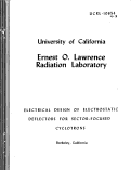 Cover page: Electrical Design of Electrostatic Deflectors for Sector-Focused Cyclotrons