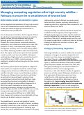 Cover page of Managing Competing Vegetation following High Severity Wildfire