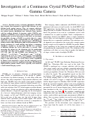 Cover page: Investigation of a continuous crystal PSAPD-based gamma camera