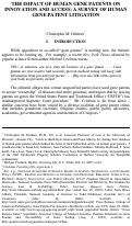 Cover page: The Impact of Human Gene Patents on Innovation and Access:  A Survey of Human Gene Patent Litigation