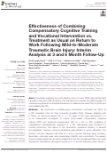 Cover page: Effectiveness of Combining Compensatory Cognitive Training and Vocational Intervention vs. Treatment as Usual on Return to Work Following Mild-to-Moderate Traumatic Brain Injury: Interim Analysis at 3 and 6 Month Follow-Up