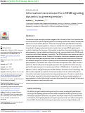 Cover page: Information transmission from NFkB signaling dynamics to gene expression