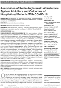 Cover page: Association of Renin Angiotensin Aldosterone System Inhibitors and Outcomes of Hospitalized Patients With COVID-19