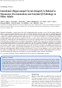 Cover page: Entorhinal–Hippocampal Circuit Integrity Is Related to Mnemonic Discrimination and Amyloid-β Pathology in Older Adults