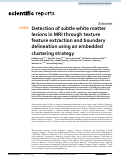 Cover page: Detection of subtle white matter lesions in MRI through texture feature extraction and boundary delineation using an embedded clustering strategy