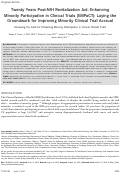 Cover page: Twenty years post‐NIH Revitalization Act: Enhancing minority participation in clinical trials (EMPaCT): Laying the groundwork for improving minority clinical trial accrual